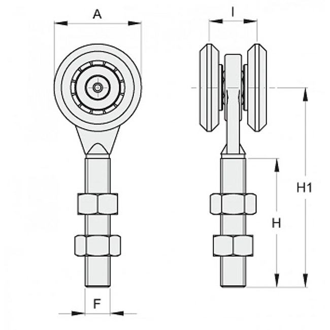 Vendita online Carrello scorrevole 2 ruote Ø 45 mm. art.2RF/45